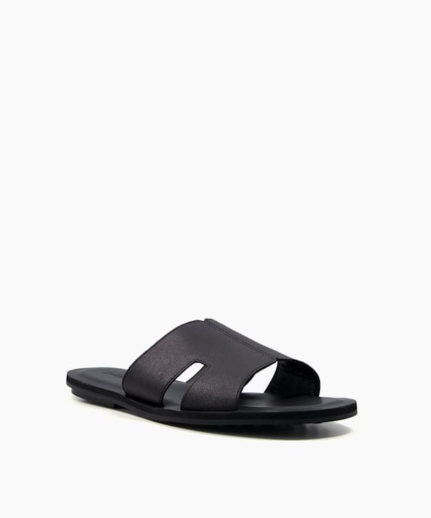 Mens black leather sandals on sale uk