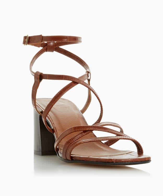 dune tan block heel sandals
