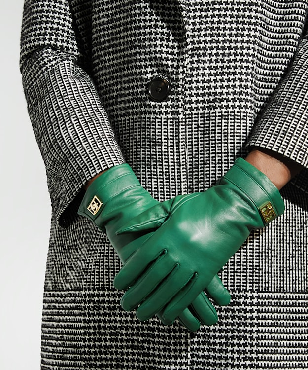 Green leather clearance gloves