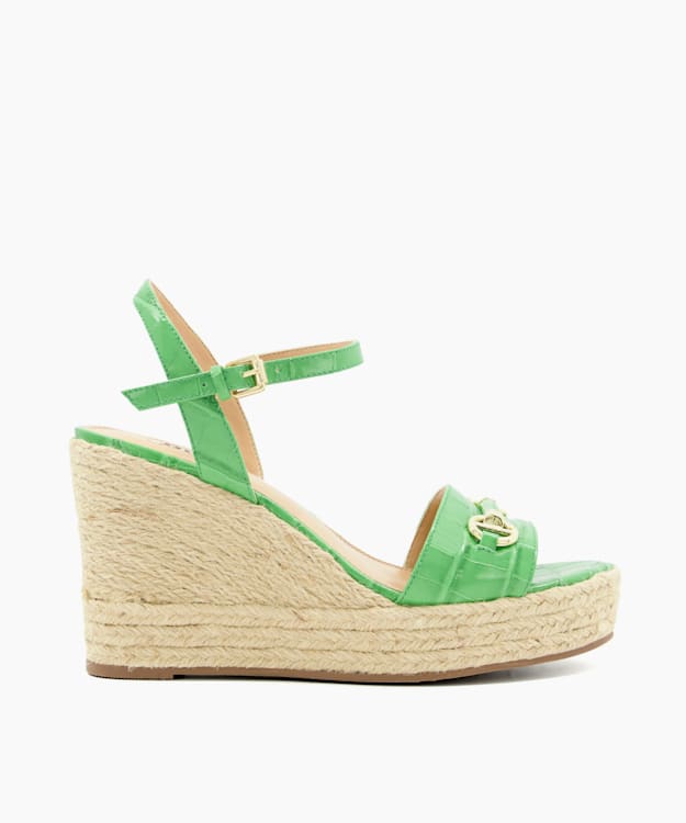 Kai Green, Snaffle-Trim Leather Espadrille Wedges | Dune London