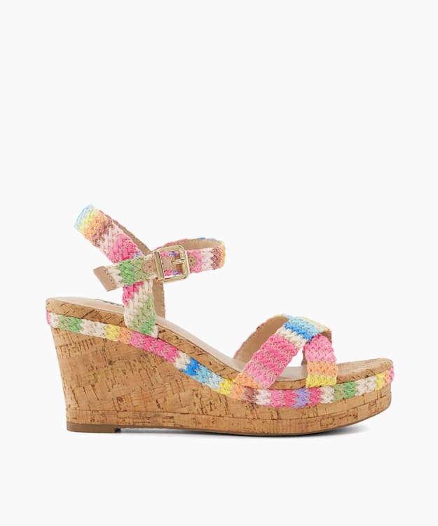 Multi coloured clearance wedge sandals