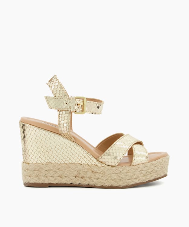 Kind Gold, Espadrille-Wedge-Heel Sandals | Dune London