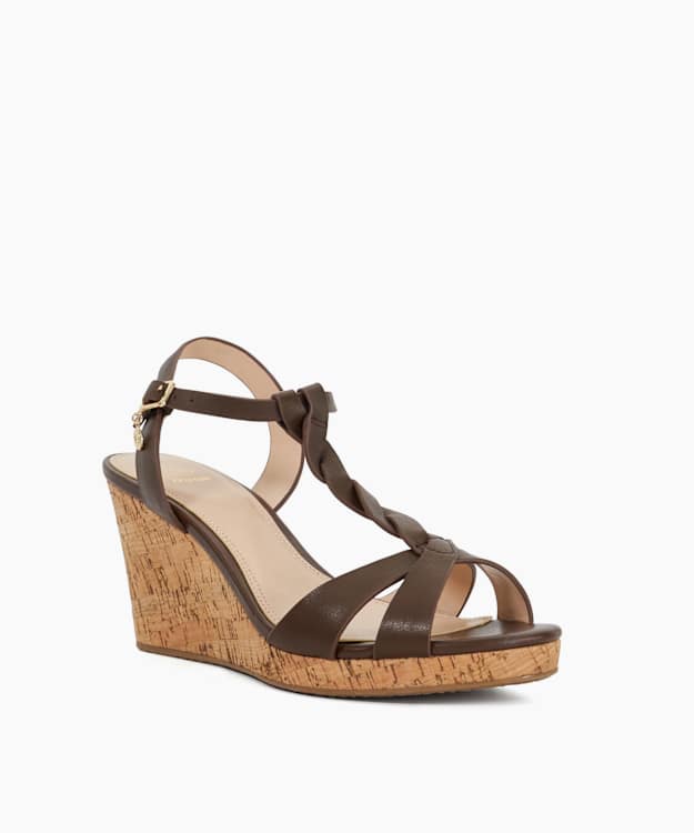 Koala Plait Dune Koala Wedge Heel Sandals Tan Koala Brown, Plait T