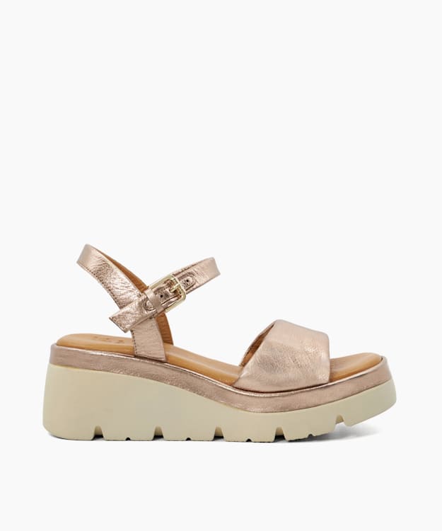 Gold flat outlet wedge sandals