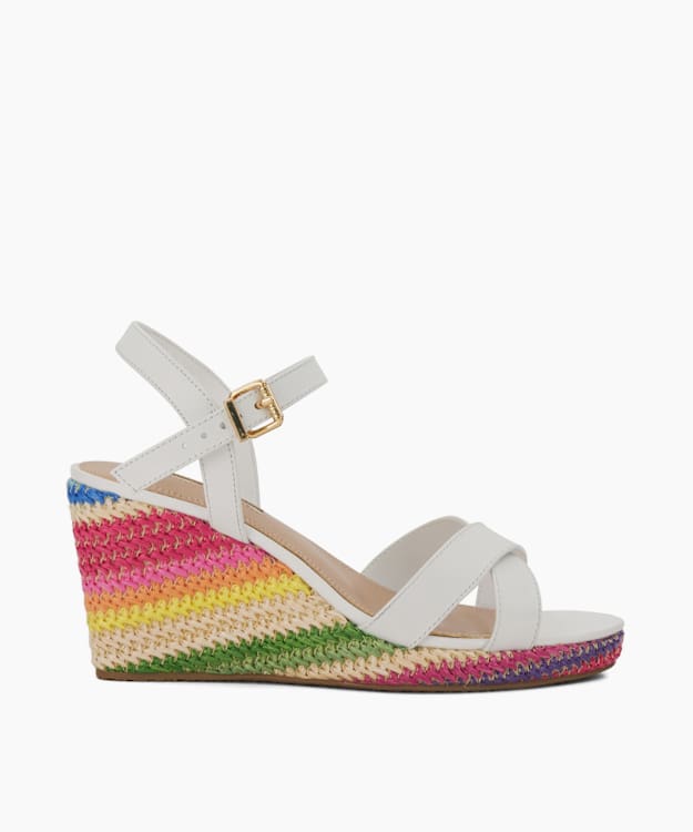 Kyrin Off White Rainbow Stripe Wedge Dune London