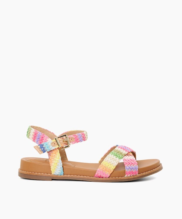 Lassey Multi Rainbow Flat Sandals Dune London