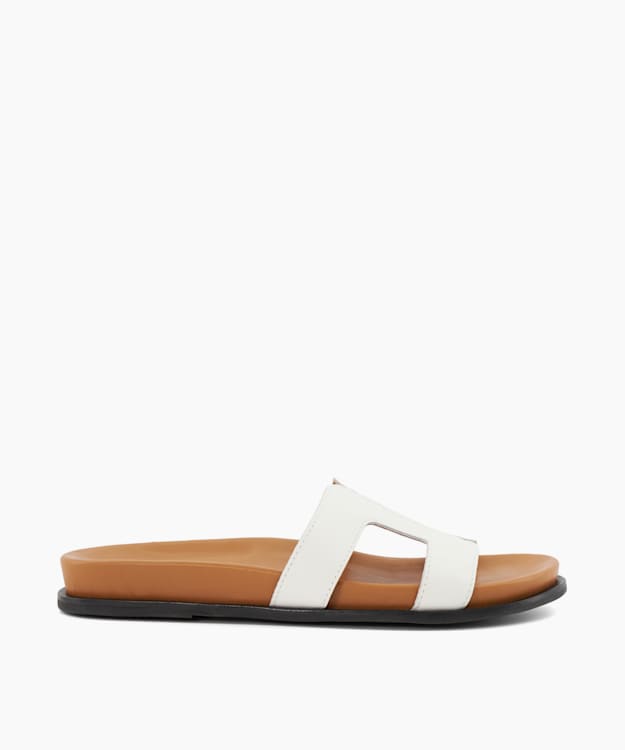 Loupa White, Topstitch-Detail Comfort-Footbed Slider Sandals | Dune London