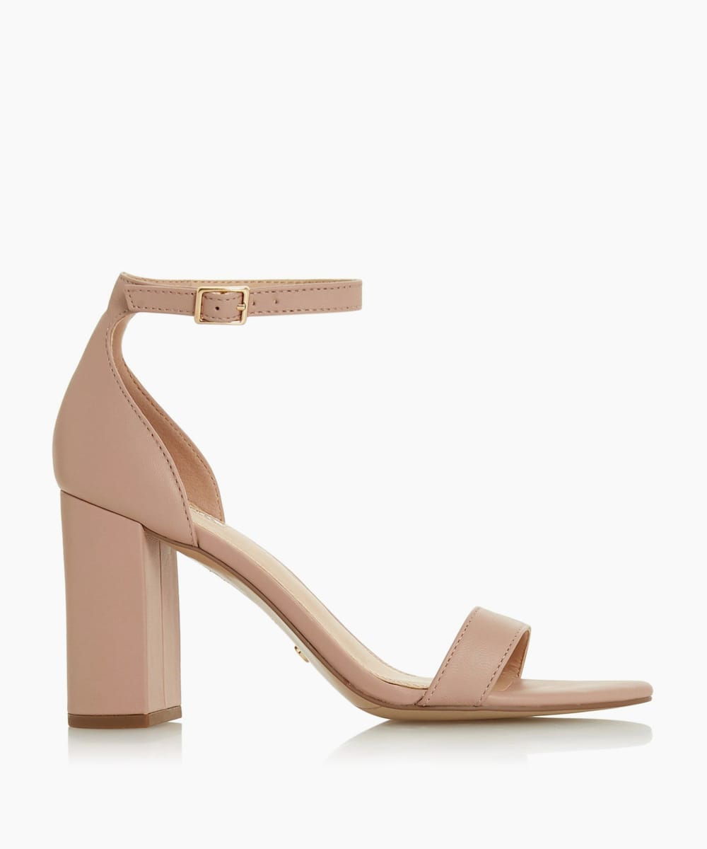 dune tan block heel sandals