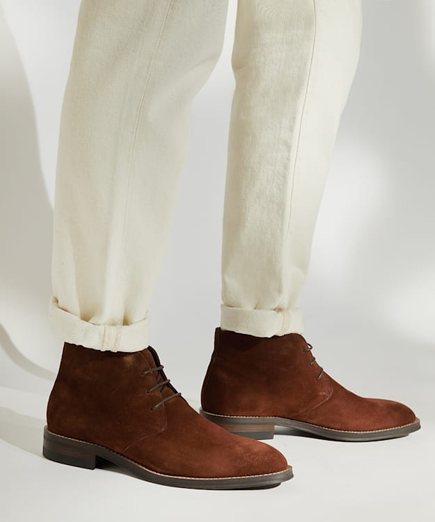 Mens brown suede dress boots sale