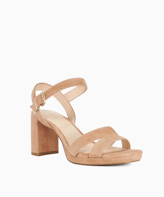 Dune London Manifesting Camel Block Heel Sandals