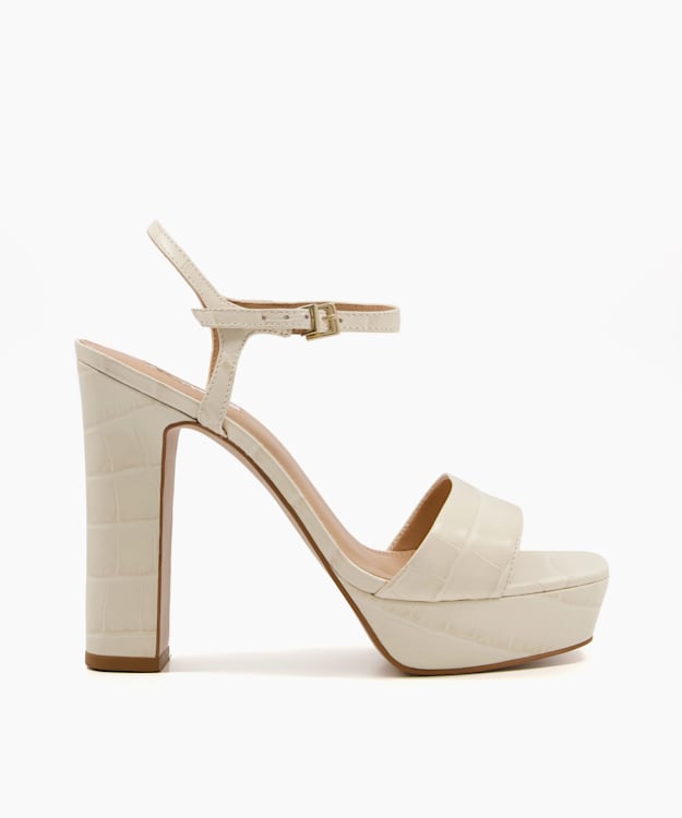 Matche Ecru, Strappy Platform Heel Sandals | Dune London