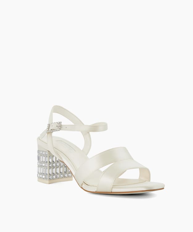 Dune london bridal morgen heeled hot sale sandal with gem ankle tie