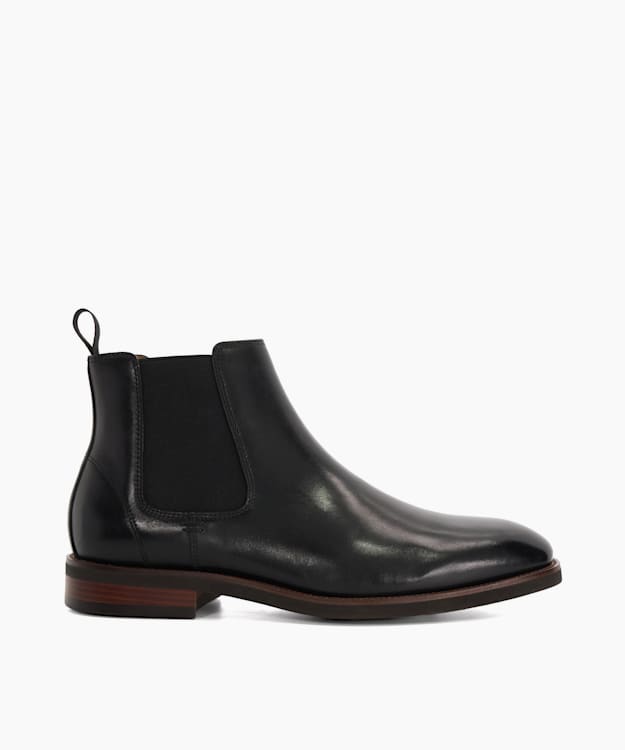 Maxton Black Pull On Leather Boots Dune London