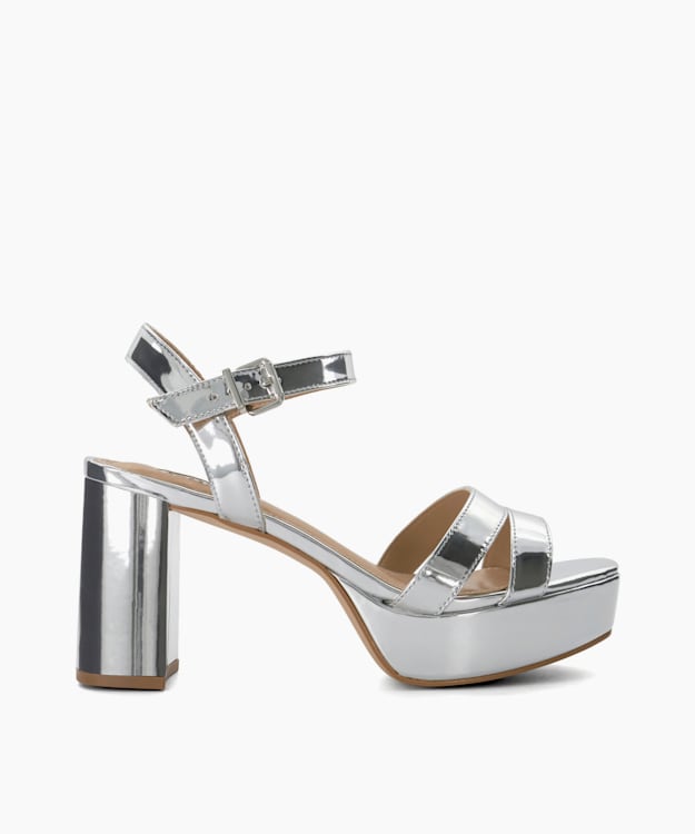 Silver platform sandals on sale heels