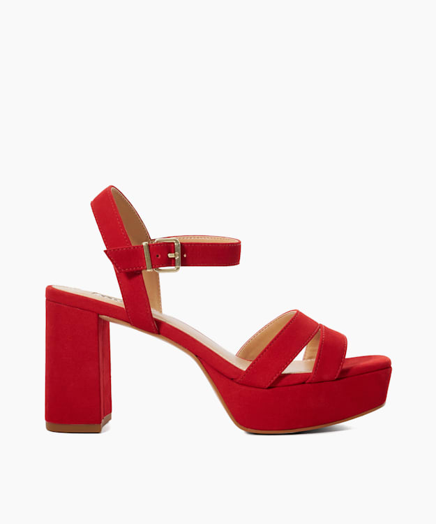 Molten Red Leather Mid Platform Sandals Dune London