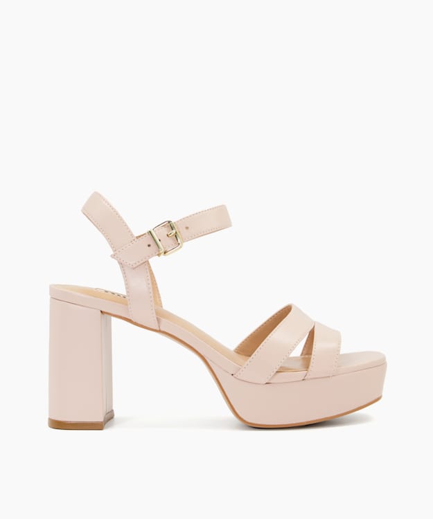 Molten Nude, Leather Mid-Platform Sandals | Dune London