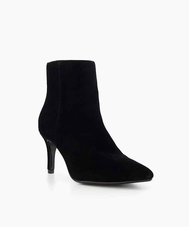 Black suede booties hot sale 2 inch heel