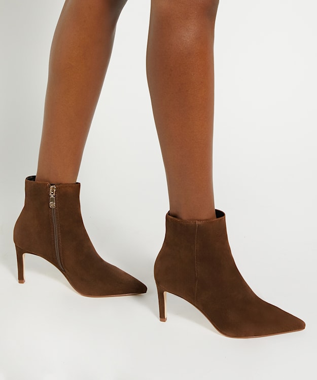 Obsessively Dark Tan, High Heel Ankle Boots | Dune London