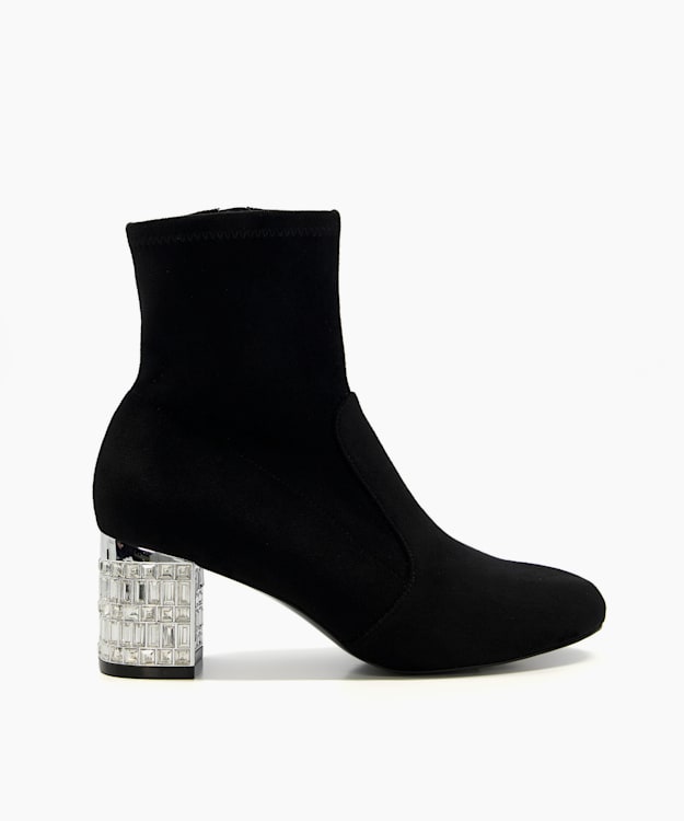 Black sock ankle boots best sale low heel