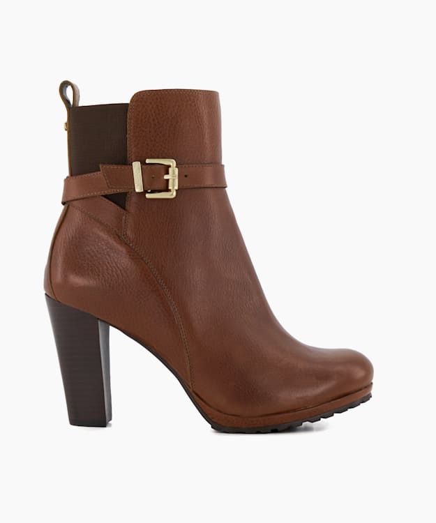 Tan buckle shop ankle boots