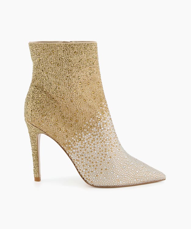 Ostara Champagne, Embellished High Heel Ankle Boots | Dune London