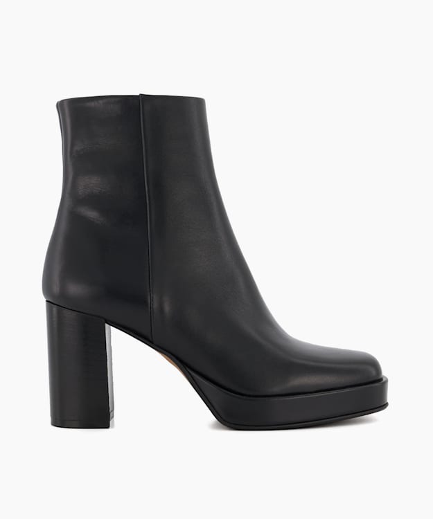 Pallet Black, Leather Platform Ankle Boots | Dune London