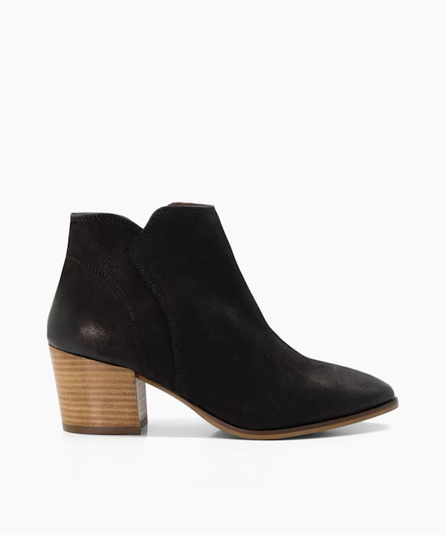 Parlor Black Heeled Suede Ankle Boots Dune London