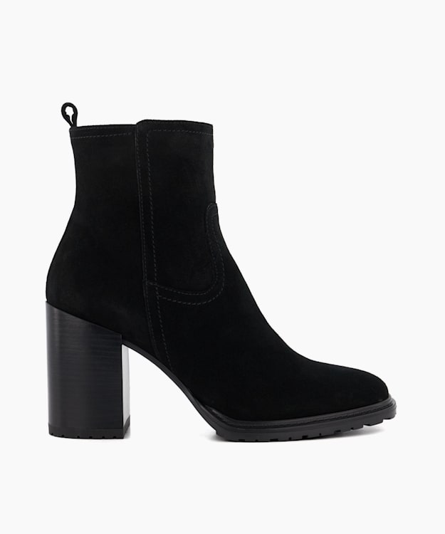 Peng Black, Block-Heel Suede Ankle Boots | Dune London