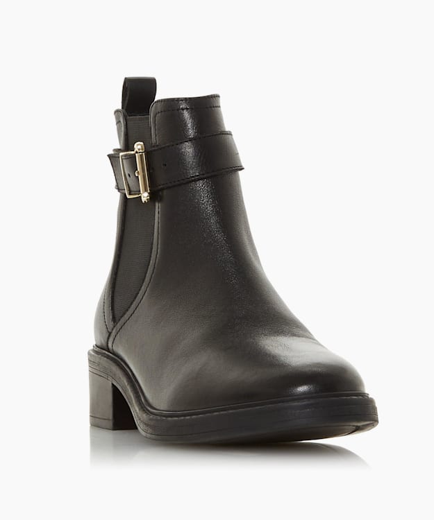 dune flat black ankle boots