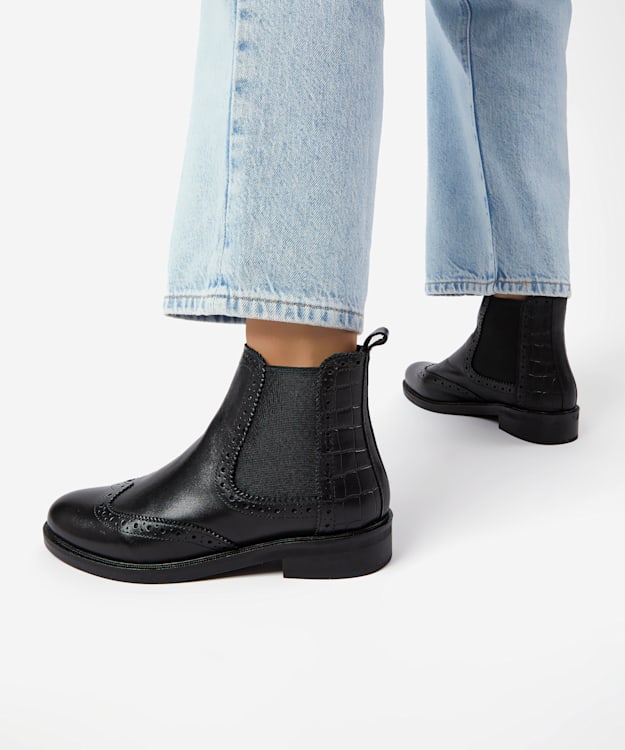 Brogue chelsea boots black best sale