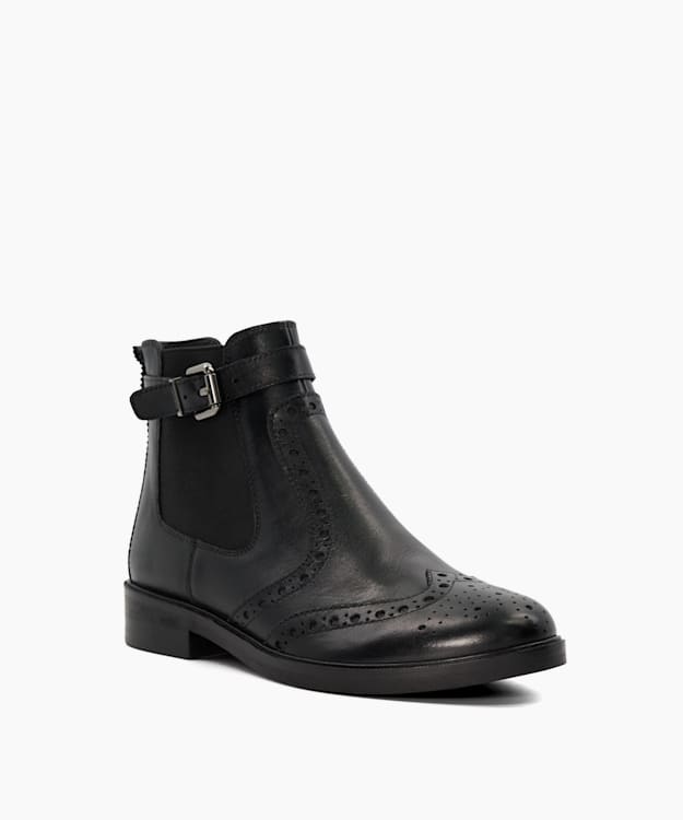 Black leather brogue sales chelsea boots