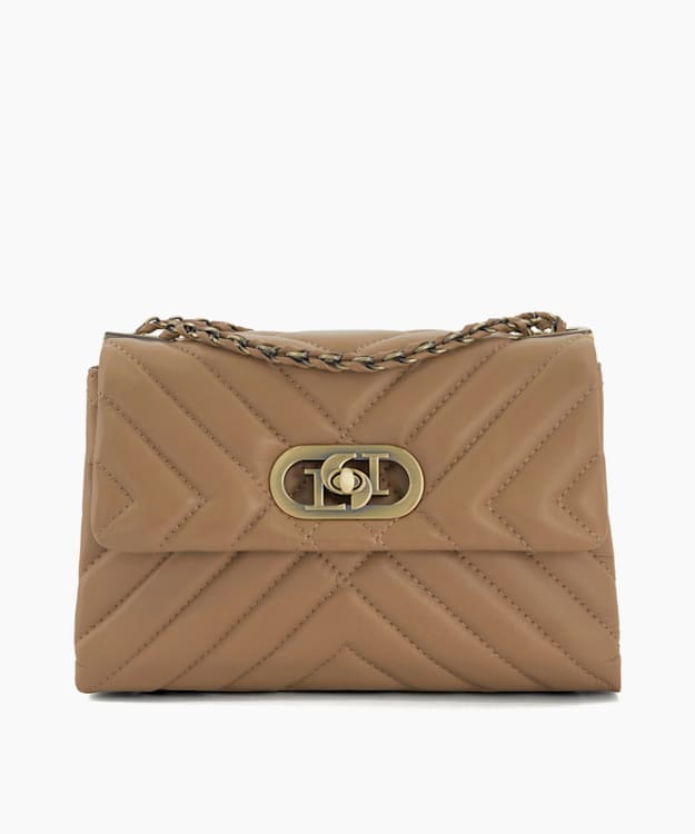 Regent Camel, Quilted Leather Handbag | Dune London