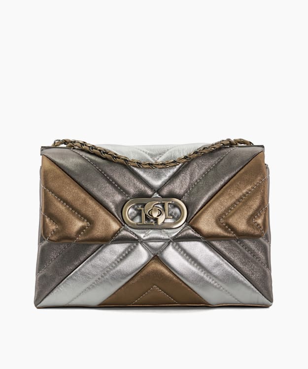 Metallic handbags clearance leather