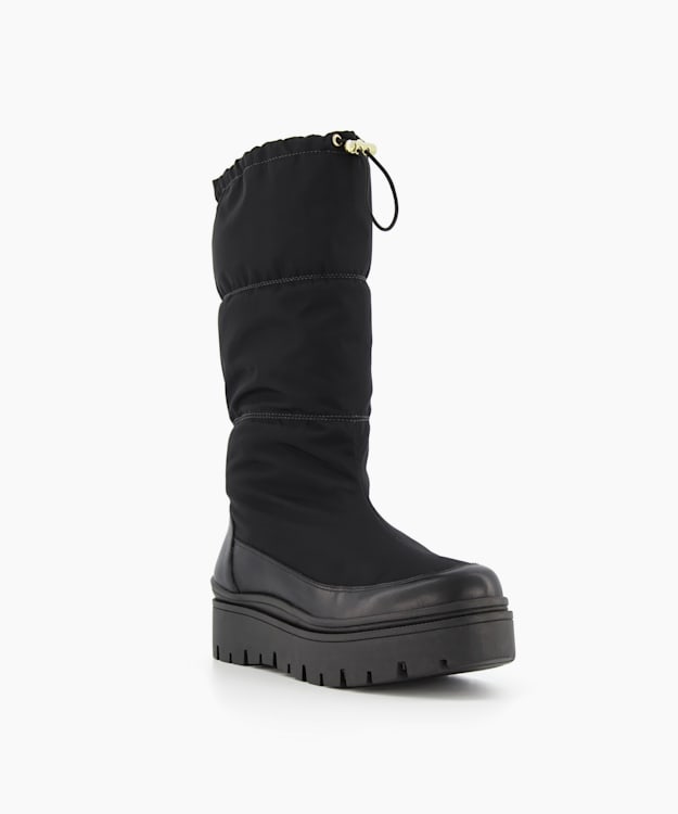 Remmie Black Drawstring Calf Boots Dune London