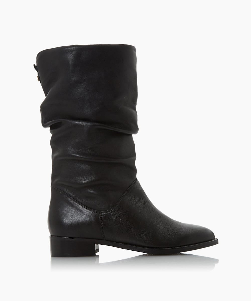 leather calf length boots