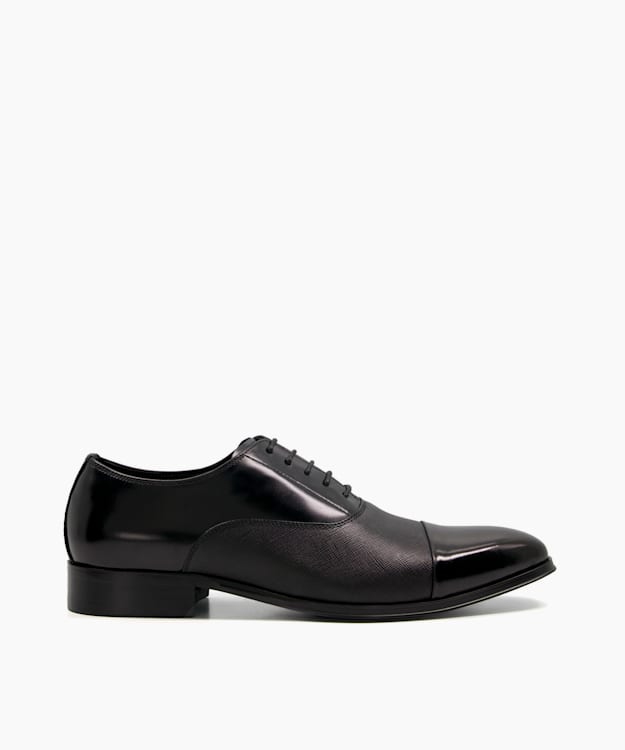 Sheet Black, Saffiano Leather Oxford Shoes | Dune London