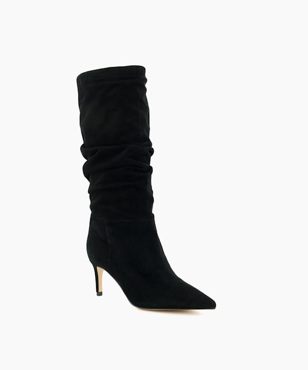 Womens black cheap suede slouch boots