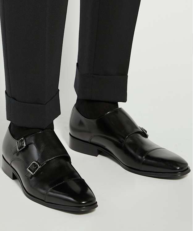 SD1 - Dune London Situation Black Leather Double Monk Strap Shoes Men’s 42/9 NIB Dune London Satchin Leather Flex Sole Toecap Monk Shoes, Black main image 2