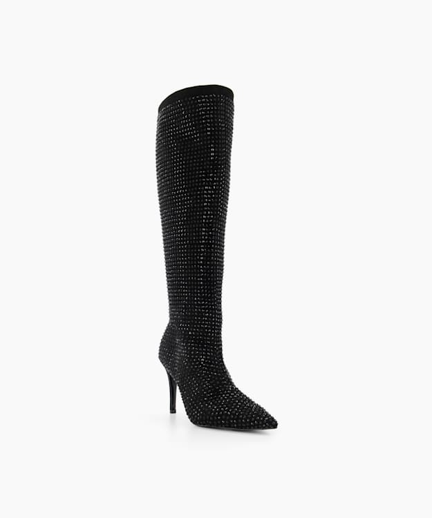 Black sparkle shop thigh high boots