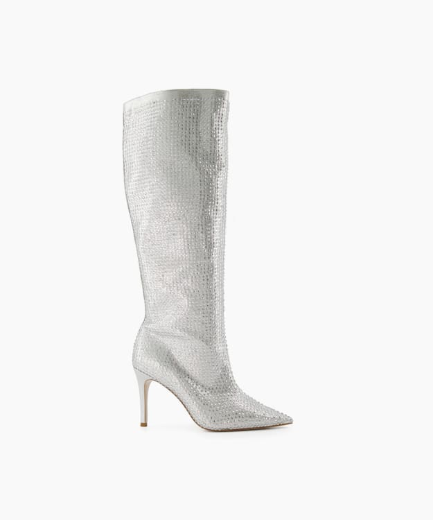 Silver glitter 2024 long boots