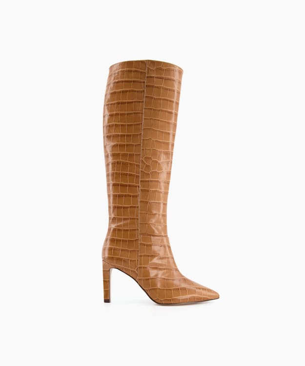 Tan coloured knee high hot sale boots