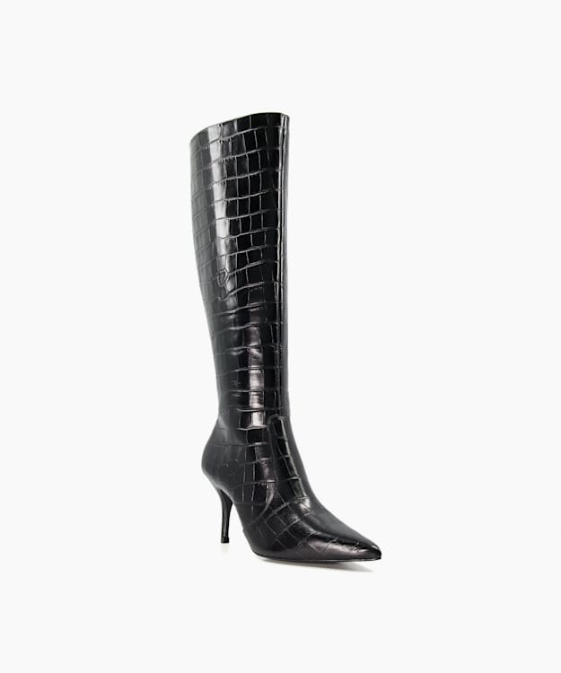 Black crocodile outlet knee high boots