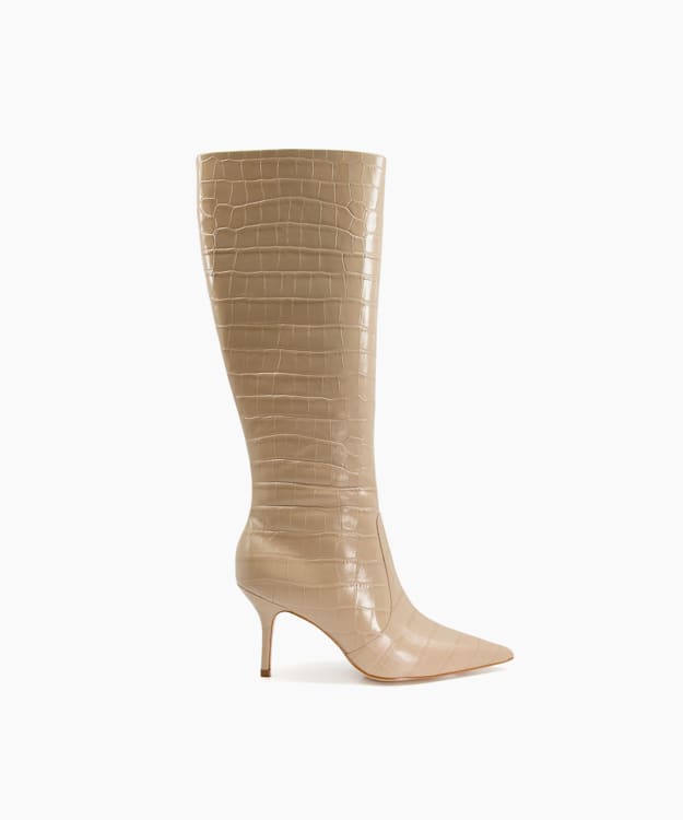 Tan croc outlet knee high boots