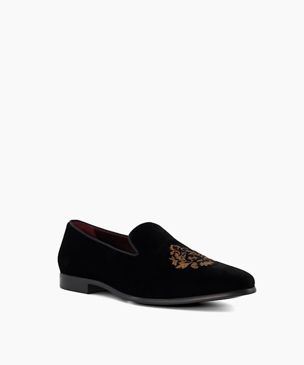 Mens velvet 2025 loafers embroidered