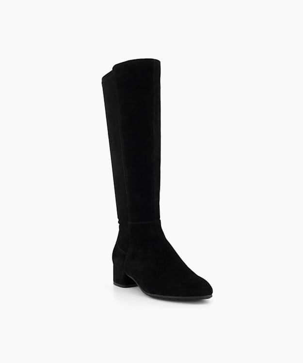 Dune black suede 2025 knee high boots