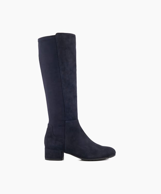 Navy knee outlet high boots leather