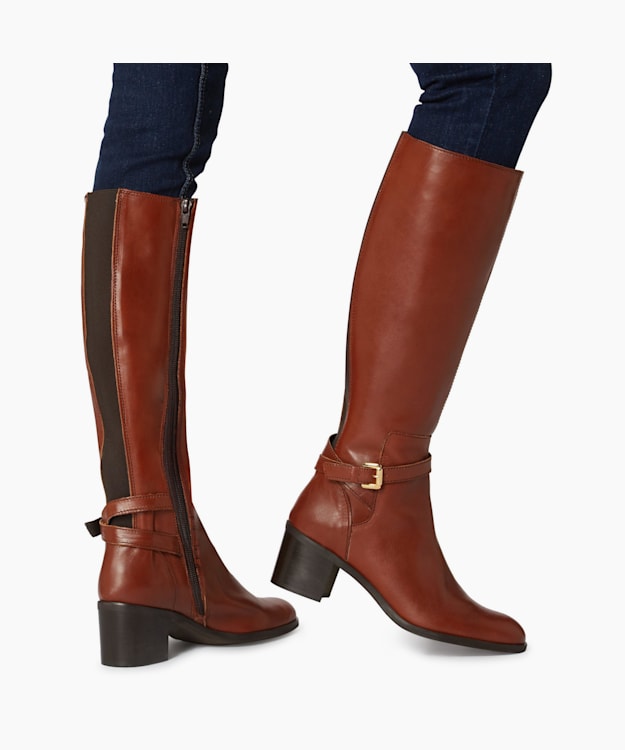 dune tan leather knee high boots