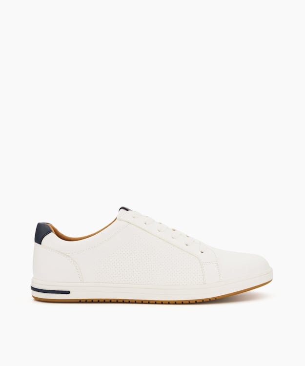 Tezzy White Perforated Lace Up Trainers Dune London