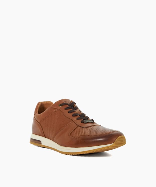 Dune London Trilogy Tan Lace-Up Runner Trainers