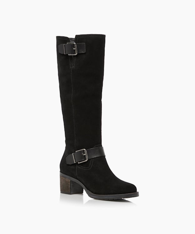 dune double strap knee high boots